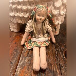 Antique-Original European 1940’s doll. Measurements as seen in photo.